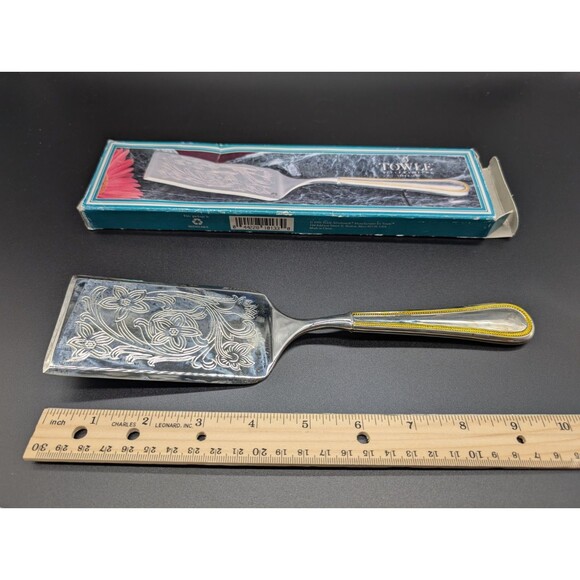 Vtg '94 Towle Silversmiths Silver Plated with Gold Accent Beaded Lasagna Server - Picture 3 of 5